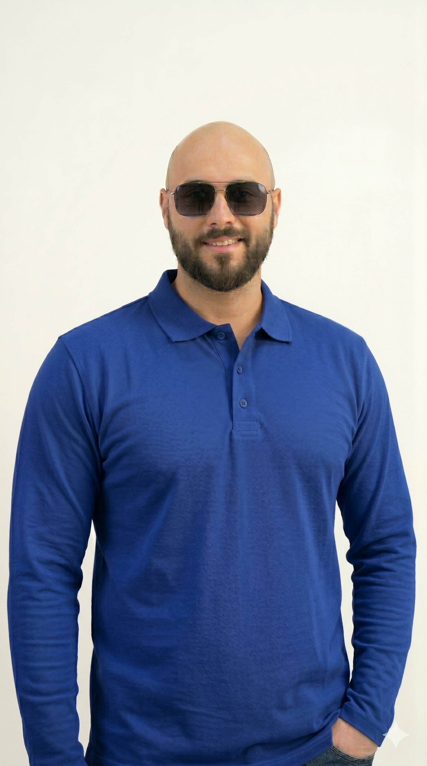 Blue Polo Long-Sleeve Shirt