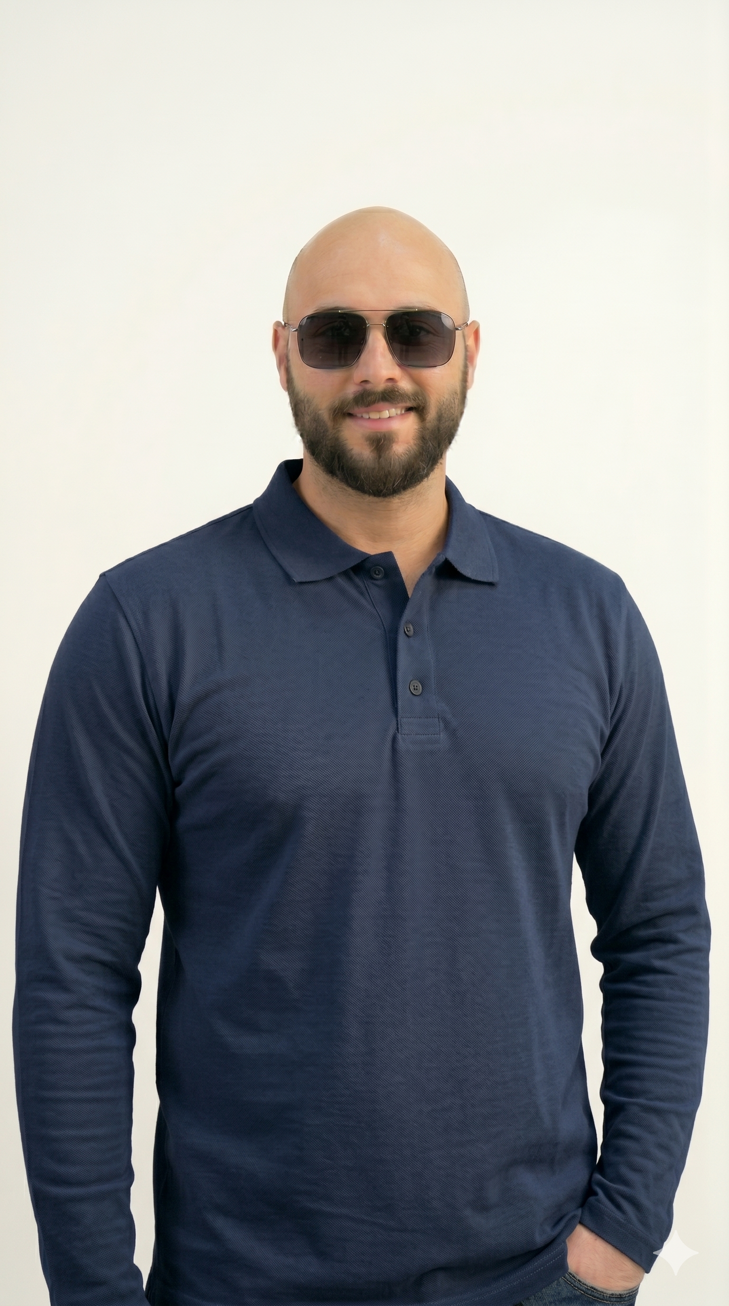 Dark Blue Polo Long-Sleeve Shirt