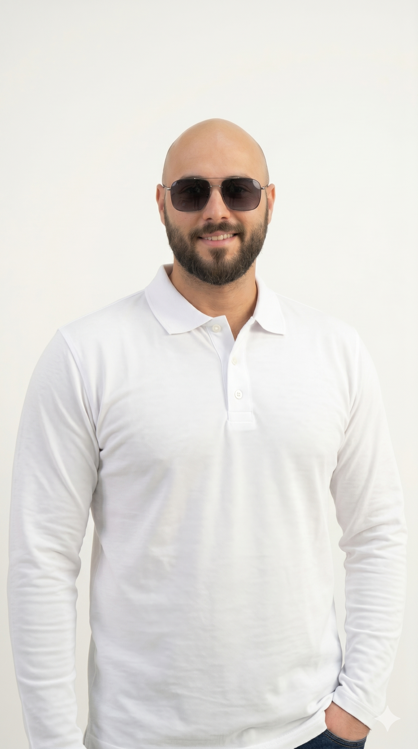 White Polo Long-Sleeve Shirt