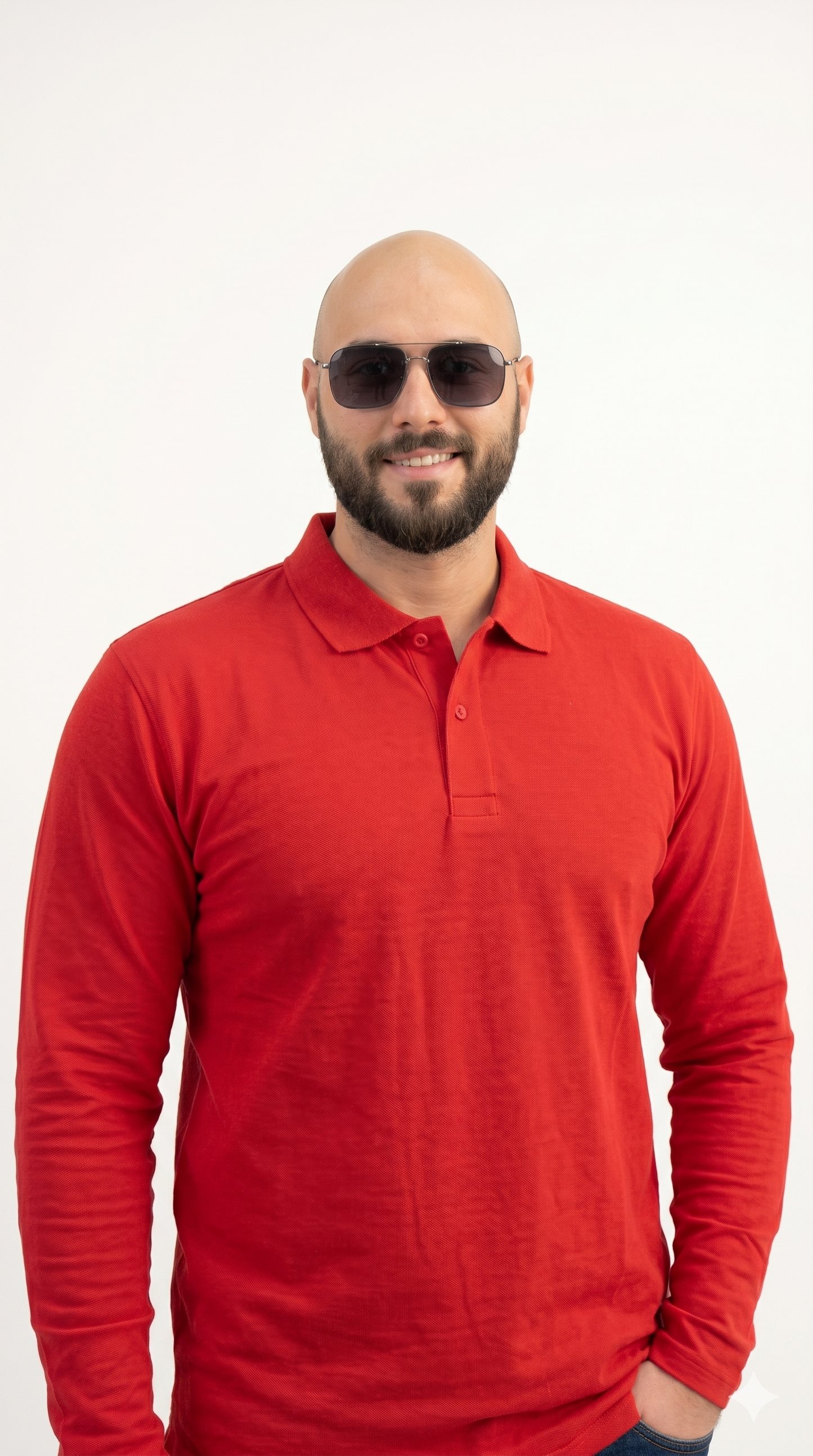 Red Polo Long-Sleeve Shirt