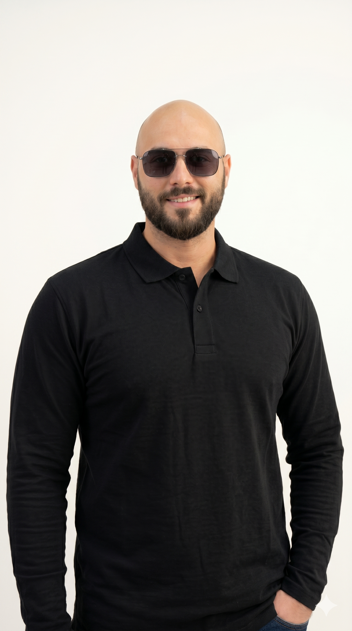 Black Polo Long-Sleeve Shirt