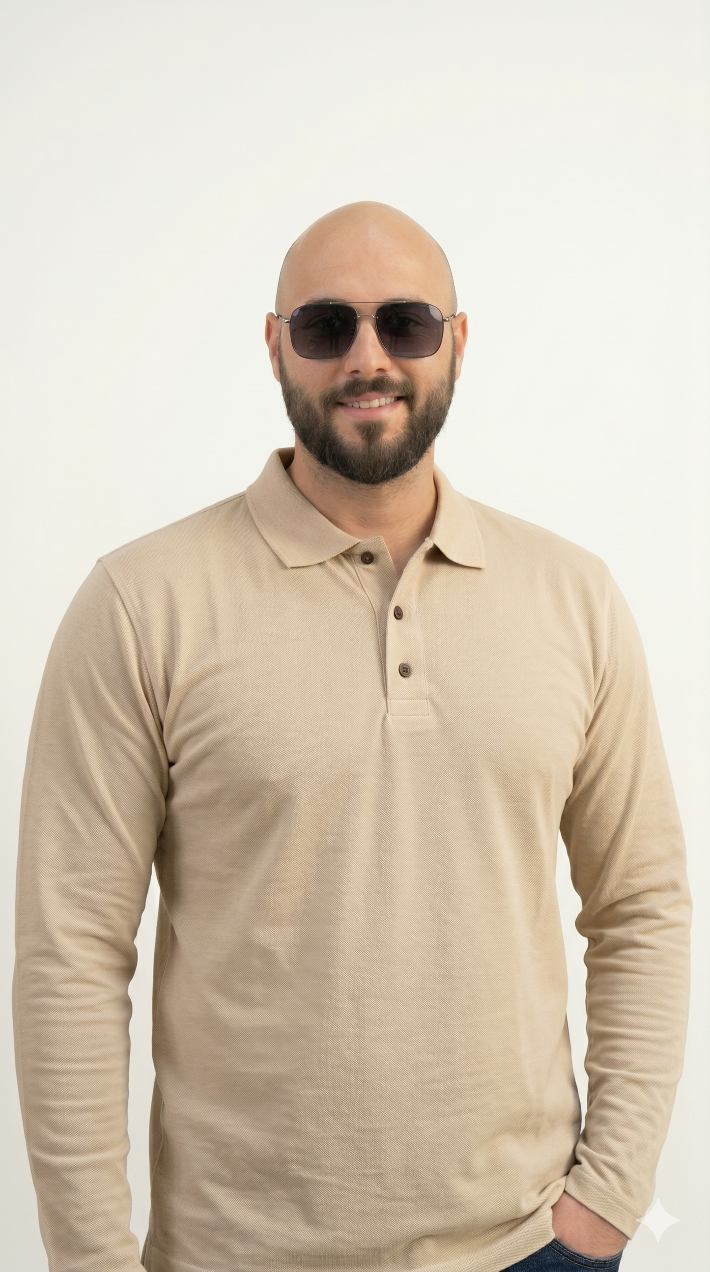 Beige Polo Long-Sleeve Shirt